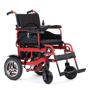 Scooter eléctrico rojo 2025 para discapacitados, empuje manual y Pedal, silla de ruedas portátil plegable, Material de acero con freno de mano - Product Image 1