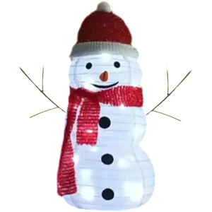 24" USB 8 ฟังก์ชั่นรีโมทคอนโทรล 33 ชิ้นไฟ LED เปลวไฟแก้วหัวหอมผ้า Snowman