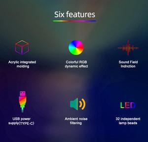 Juego Rgb APP música luces Control de sonido juego de dormitorio lámpara Led Bar Gaming PC <span class=keywords><strong>TV</strong></span> coche escritorio atmósfera luz música ritmo luces - Product Image 4