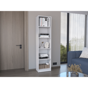 Bibliothèque blanche à 5 niveaux, 33x15x85cm, design fin, étagère de rangement pour bureau à domicile, style minimaliste - Product Image 4