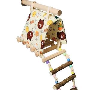 <b>Bird</b> Swing Pet <b>Bird</b> <b>Cage</b> Hanging Bell Colorful Hanging Swing Hammock <b>Bird</b> <b>Cage</b> Decoration Sichuan Pepper Wood Station Pole - Product Image 1