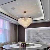 Plafonnier LED en cristal doré de style européen moderne, en acier inoxydable, IP33, 2700K-6000K, pour salon, chambre à coucher, maison