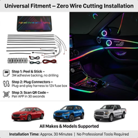 Kingshowstar Nouvelle Lumière d'Ambiance Universelle Symphonie Arc-en-ciel RVB Couleurs Rêveuses pour Intérieur de Voiture 12V LED+ABS