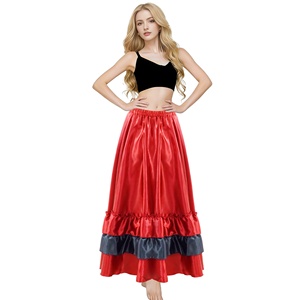 Jupe longue en satin à volants pour femmes, robe maxi <span class=keywords><strong>flamenco</strong></span> <span class=keywords><strong>espagnole</strong></span> folklorique pour les spectacles <span class=keywords><strong>de</strong></span> danse du ventre, costume - Product Image 5
