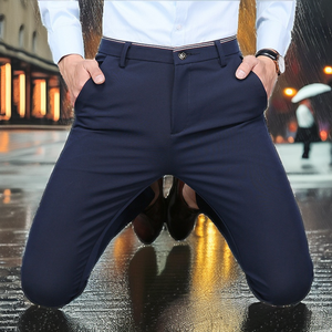 Men's Business Casual Trousers High Waist Zipper Fly Straight Pattern Worsted Fabric Four-sided Stretch - Product Image 2