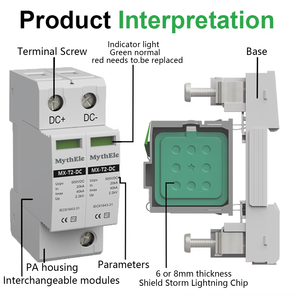 מגן נחשולי מתח ניתן להתאמה אישית <span class=keywords><strong>2P</strong></span> מגן נחשולי מתח נמוך MX-T2-<span class=keywords><strong>DC</strong></span> <span class=keywords><strong>2P</strong></span> DC500V מגן נחשולי מתח <span class=keywords><strong>DC</strong></span> - Product Image 3