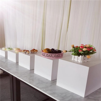 Présentoirs Empilables en Acrylique Blanc pour Service Traiteur, Buffet, Plats Froids et Pause Café, Formes Rondes, Carrées et Cubiques