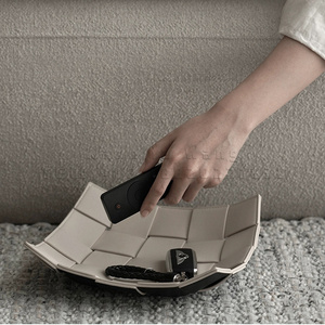 Có thể gập lại đá cẩm thạch Valet Khay da lưu trữ đồ trang sức Giỏ hộp cho Key Coin điện thoại ví đồ lặt vặt phòng tắm sử dụng túi thân thiện - Product Image 6