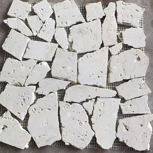 Azulejo de mosaico de travertino caído Natural Beige blanco Irregular piedra de pavimentación loca para interior exterior para pared de piso de piscina de Hotel - Product Image 1