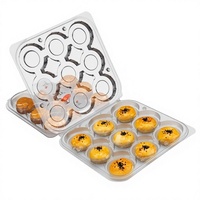 Boîte à tartelettes jetable transparente en PET, conteneur portugais à emporter, emballage alimentaire de qualité supérieure à 9 compartiments pour la pâtisserie