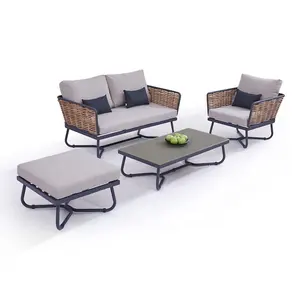 Современные уличные модульные наборы мебели для отдыха в саду, диван из ротанга