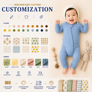 Combinaison Bébé Confortable à Prix d'Usine avec Fermeture Éclair Bidirectionnelle et Pieds Intégrés, Couleur Unie, Personnalisable - Product Image 4
