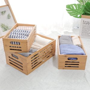 Solid Wood <b>Storage</b> Box Rectangle With Handles No Lid For Towel <b>Clothes</b> Bedroom Organizing Decorative Wooden Basket - Product Image 1