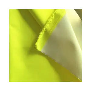 100% polyester twill gabardine fabric fluorescence color with white PU milky coating work wear uniform fabric vests fabric