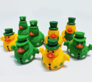 Irish St. Patrick's Day Style Children <b>Bath</b> Toy Rubber Yellow Duck Customize Colour Shape Good Quality Eco Friendly Safe - Product Image 3