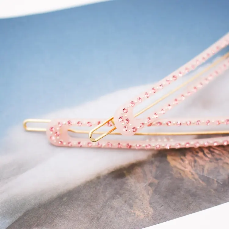 Hairpin For Women Canyuan Korean Big Diamond Hairpin Thin Long Pink Acetate Hairpin For Women