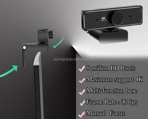 USB webcam web cam 4K 30fps câmeras de vídeo com microfone web câmera para pc Laptop 135 graus 6G lente vídeo conferência
