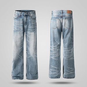 Jeans de Mezclilla de Pierna Ancha, Lavado Claro, Cintura Alta para Mujer - Product Image 3