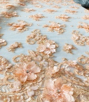 Tissu en dentelle à fleurs 3D de haute qualité, appliqué perlé, broderie sur tissu en maille, robes de mariée pour filles, écologique, résistant au rétrécissement