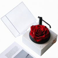 Boîte cadeau en acrylique carrée avec rose éternelle, écran LED et haut-parleur phonographe - Cadeau d'Halloween