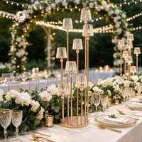 ANNIELU Chandelier moderne élégant de haute qualité à 7 bras en métal doré avec branches et cristaux, porte-bougie, centre de table pour mariage et événements