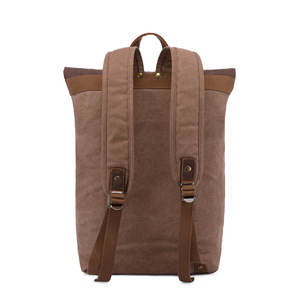 Gfavor Men's <b>Backpack</b> <b>Waterproof</b> Roll Top Outdoor Travel Laptop Bag Coffee Color Casual Style - Product Image 4