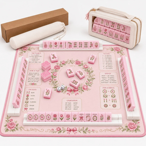 Tapete de Mahjong de Lujo Color Rosa Coquette con Cinta, Tapete de Juego de Neopreno con Reducción de Ruido y Bolsa de Viaje para Regalos - Product Image 2