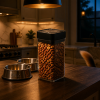 Conteneur sous vide carré transparent sans BPA, hermétique et alimentaire, pour le bureau et la cuisine, idéal pour le café et les aliments pour animaux.