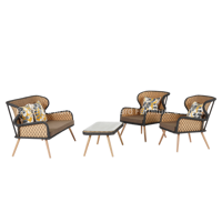 Ensemble de meubles de jardin en rotin résistant aux intempéries pour hôtel nordique, terrasse au bord de la piscine, salon de jardin, canapé, chaise et table basse