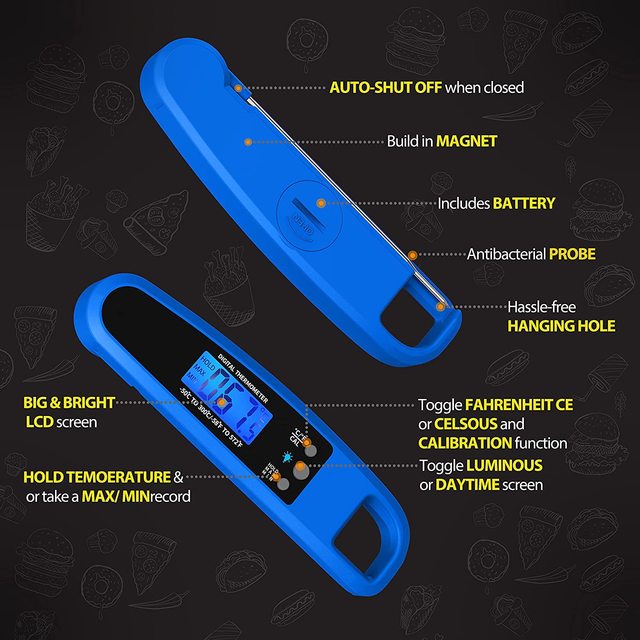 Fast Read Kitchen Thermometer Food Temperature Measurement Tool with Calibration 304 Stainless Steel Prob TP006U