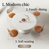 Table de salle à manger minimaliste italienne, blanc pur, pour petit appartement, table de salle à manger ronde