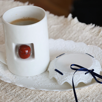 Tasse à café en céramique unique en gros avec pierre naturelle intégrée, tasse à thé en pierre précieuse pour la guérison, cadeau spirituel et de pleine conscience