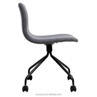 Chaise de bureau moderne à dossier bas en tissu gris pour conférence, maison, hôtel, réunion, café, salon, négociation, sans bras