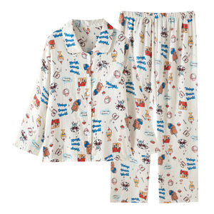SUHE Conjunto de pijama lindo para mujer, ropa de dormir de algodón holgada de manga larga, para primavera y otoño, para usar al aire libre y en casa - Product Image 4