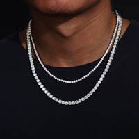 Bijoux fins plaqué or blanc 925 argent Sterling VVS Moissanite diamant cluster glacé Tennis chaîne collier pour hommes femmes