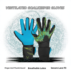 Ventilated PU Goalkeeper Gloves <b>Latex</b> Soccer Goalie Gloves Wrist Support Custom Adult Football Gear - Product Image 2