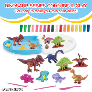 Lot de 19 couleurs de pâte à <span class=keywords><strong>modeler</strong></span> en plastique pour enfants, série de kits de loisirs créatifs avec modèle de <span class=keywords><strong>dinosaure</strong></span> en argile - Product Image 2