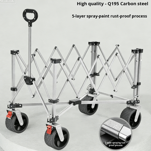 Wholesale <strong>Heavy</strong> <strong>Duty</strong> <strong>Folding</strong> Camping <strong>Wagon</strong> With Canopy All-Terrain Portable <strong>Beach</strong> Trolley With Rear Storage Pocket Big Wheels - Product Image 4