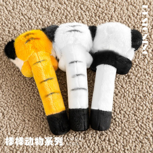 새로운 도착 봉제 호랑이 팬더 머리 마술 지팡이 박제 동물 어린이 생일 선물 파티 봉제 노란색 팬더 머리 인형 - Product Image 4