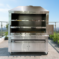 Barbecue Rotatif au Charbon de Bois Premium Moderne Brésilien en Acier Inoxydable à 3 Niveaux pour Extérieur Professionnel Jardin
