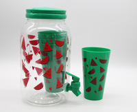 Pichet d'eau froide transparent réutilisable en plastique, 2,5 L/3,8 L, avec robinet, design moderne, vente en gros d'usine
