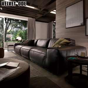 Минималистичный очень большой кожаный диван Avenue – очень широкий, глубокий, мягкий, удобный и прочный диван для дома и офиса - Product Image 6