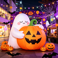 Décoration gonflable d'Halloween en forme de citrouille avec fantôme enlacé, éclairage LED, tissu Oxford résistant au soleil pour événements et fêtes en extérieur
