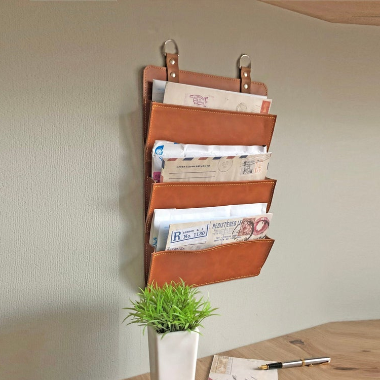 Organizer Da Parete Appendibile Senza Fori Con Adesivo, Tasca Singola In Plastica Per Posta, Riviste E Planner, Bianco Sporco