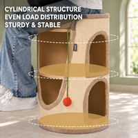 Arbre à chat cylindrique multi-niveaux de 96 cm en sisal avec 3 niches et plateformes d'escalade pour grands chats d'intérieur - Vente en gros