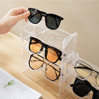 Support de rangement empilable pour lunettes, présentoir de lunettes de soleil de comptoir, anti-poussière, transparent, portable et mobile
