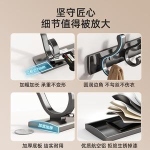 Wall Mounted Coat Rack 5 <b>Hooks</b> Heavy Duty <b>Adhesive</b> Installation Entryway Minimalist Design Gun Grey - Product Image 3
