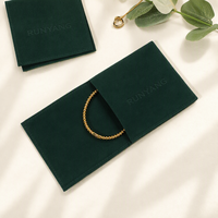 Pochette de rangement polyvalente en microfibre émeraude pour bijoux, avec design pliable à plat, idéale pour les coffrets cadeaux et le rangement d'accessoires