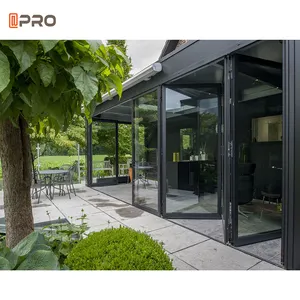 Thermal Break System Sliding Folding Door Entry Doors Aluminium Double Glass Aluminum Alloy Modern Villa for Entrance Bi Folding