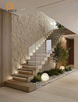 Rampe d'escalier et de balcon intérieure en verre trempé noir mat moderne, balustrade en verre sans cadre, main courante